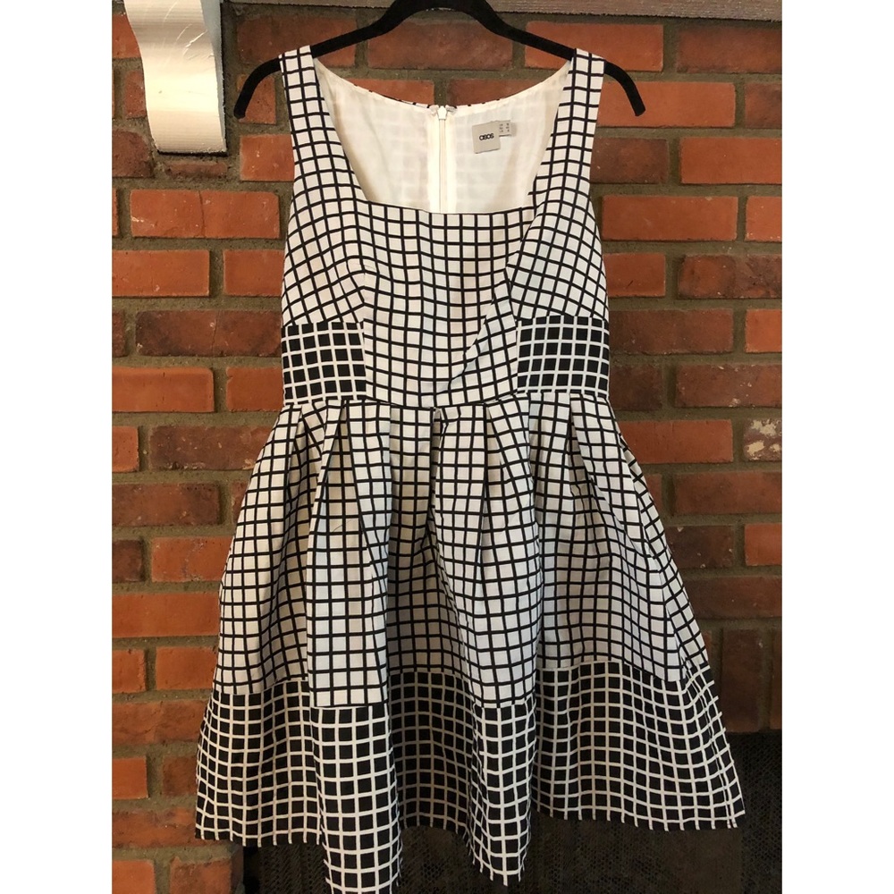 ASOS Black & White Square Mod Fit & Flare Dress